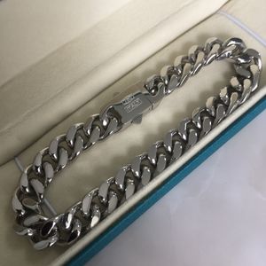 18K white gold Cuban flat chain necklace 49g